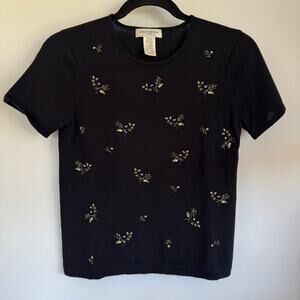 Jones New York Vintage Womens Pure Merino Wool Beaded Sweater Size SP Petite